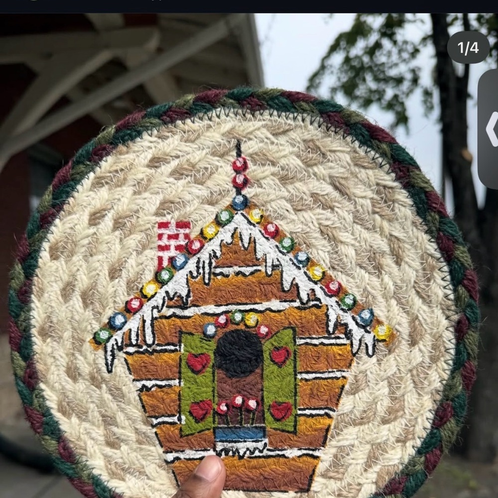 Jute painted Gingerbread table Trivet